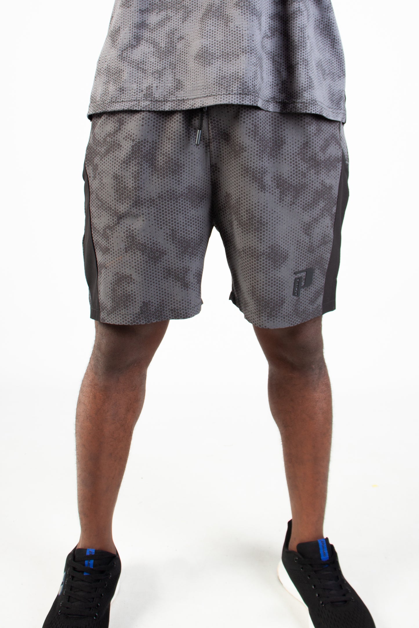 CHARCOAL ENDLESS DOTTED GYM SHORTS