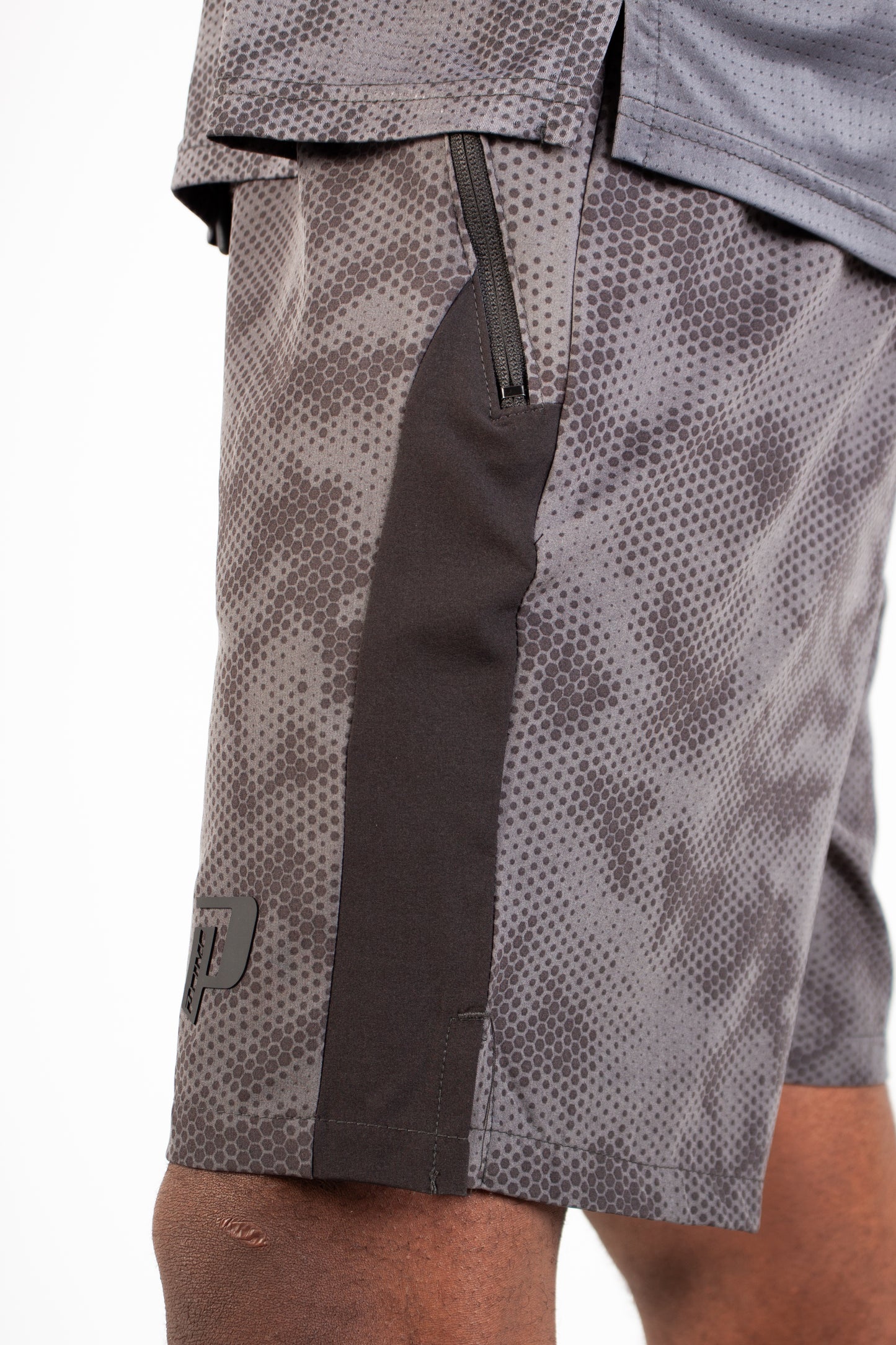 CHARCOAL ENDLESS DOTTED GYM SHORTS