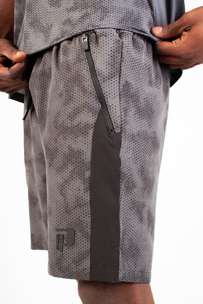 CHARCOAL ENDLESS DOTTED GYM SHORTS