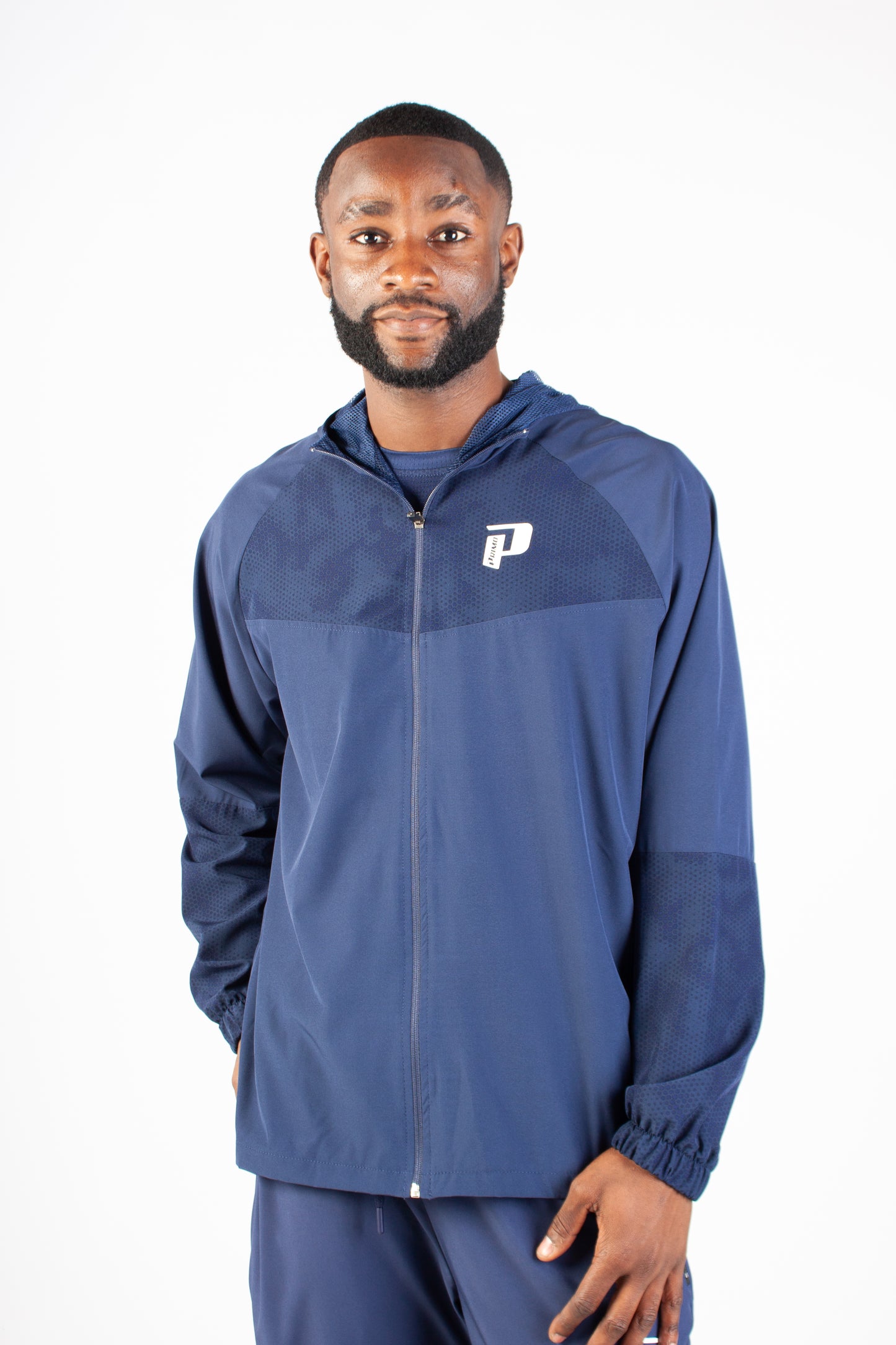 NAVY ENDLESS DOTTED WINDBREAKER