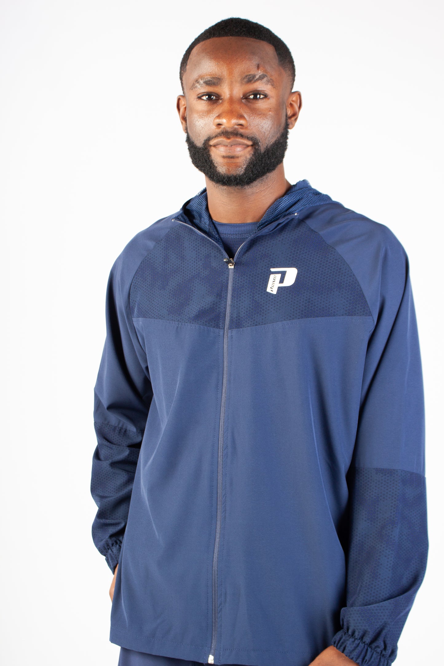 NAVY ENDLESS DOTTED WINDBREAKER