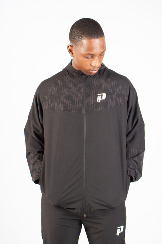 BLACK ENDLESS DOTTED WINDBREAKER