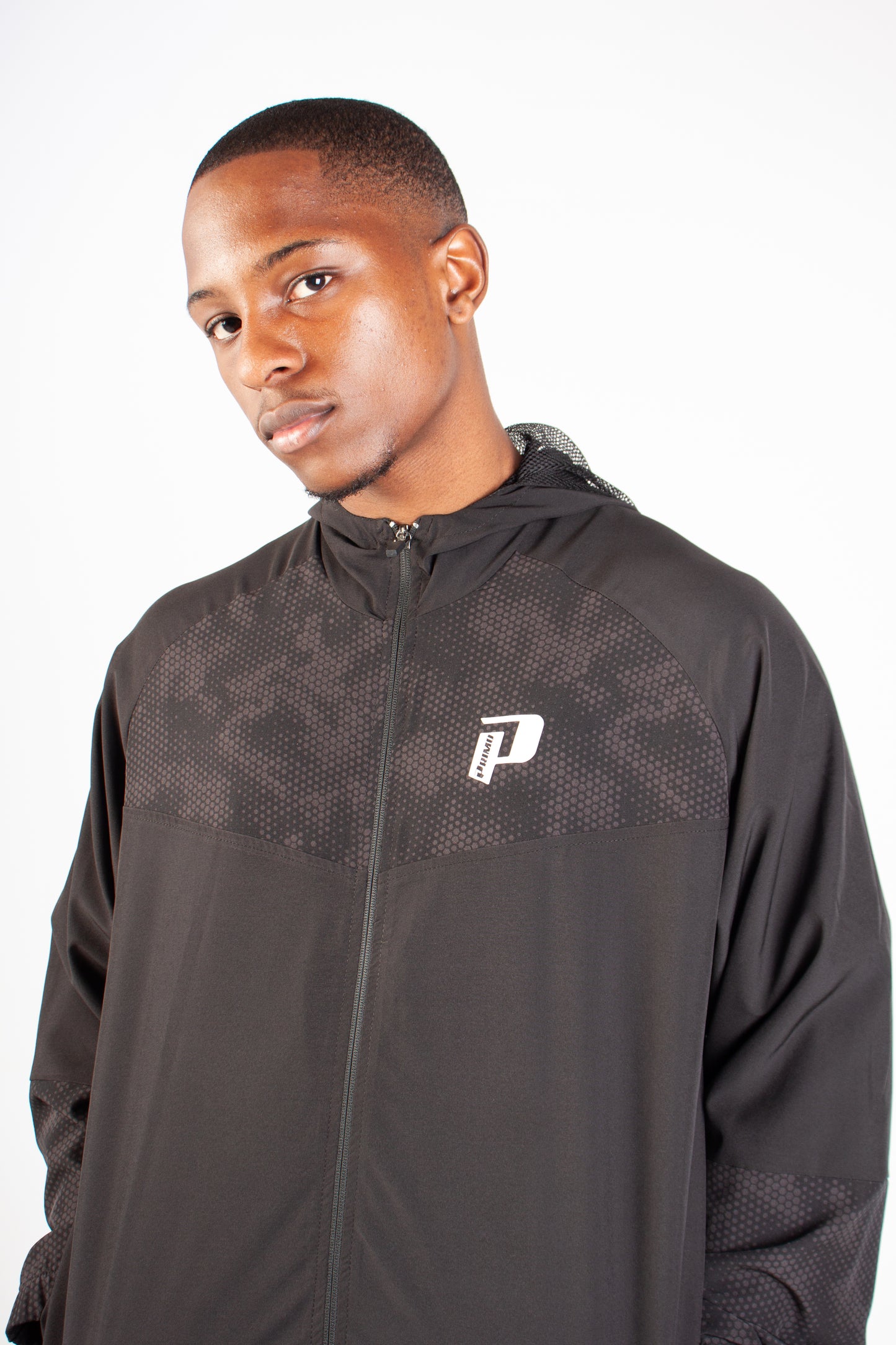 BLACK ENDLESS DOTTED WINDBREAKER