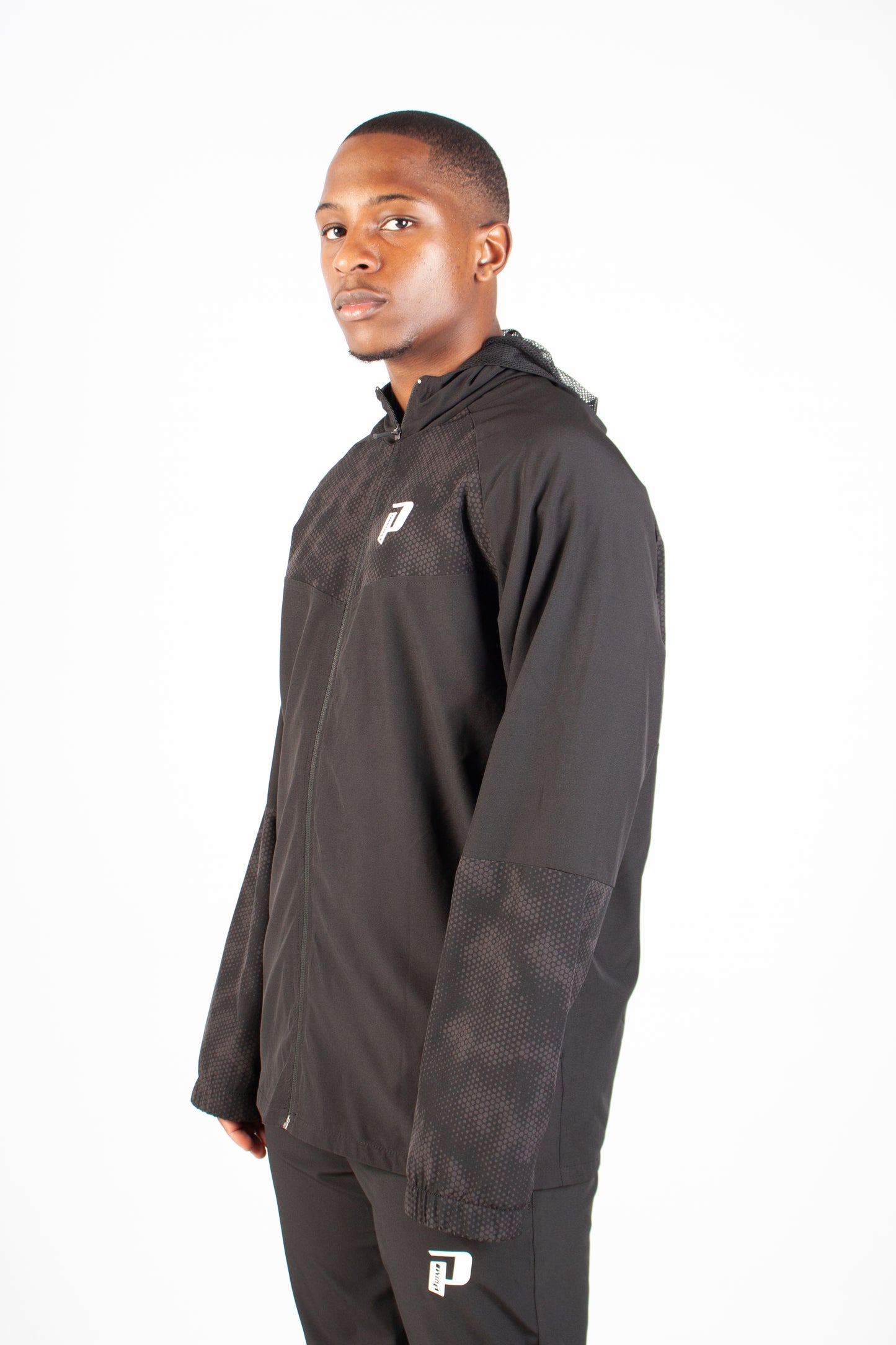 BLACK ENDLESS DOTTED WINDBREAKER